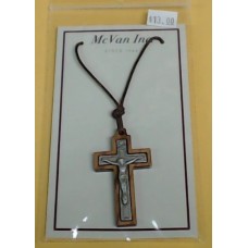 Olive Wood Pewter Crucifix